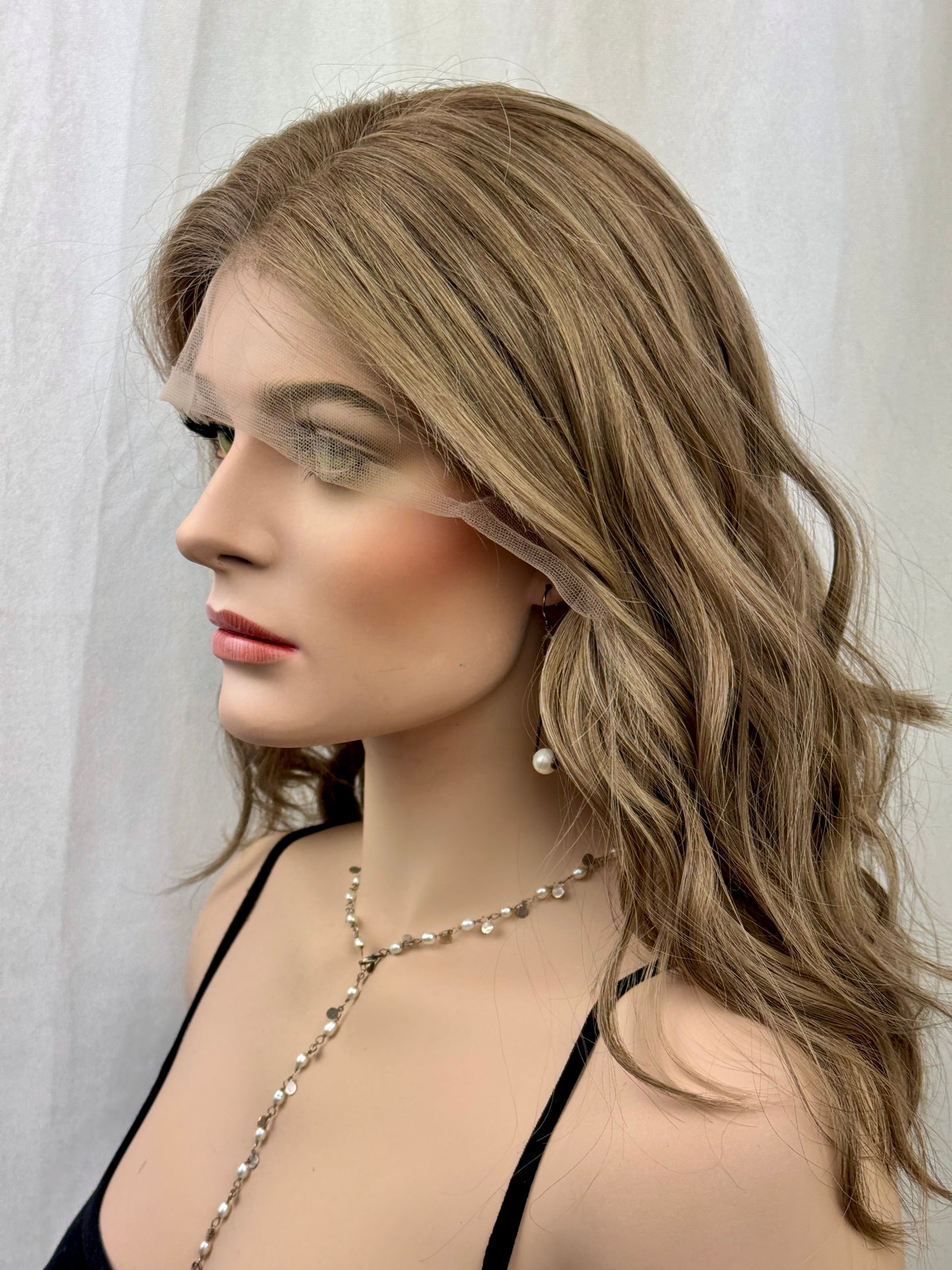#510 Highest quality Remy Human Hair Lace Top Wig ( with Medical cap features) (M) 18“