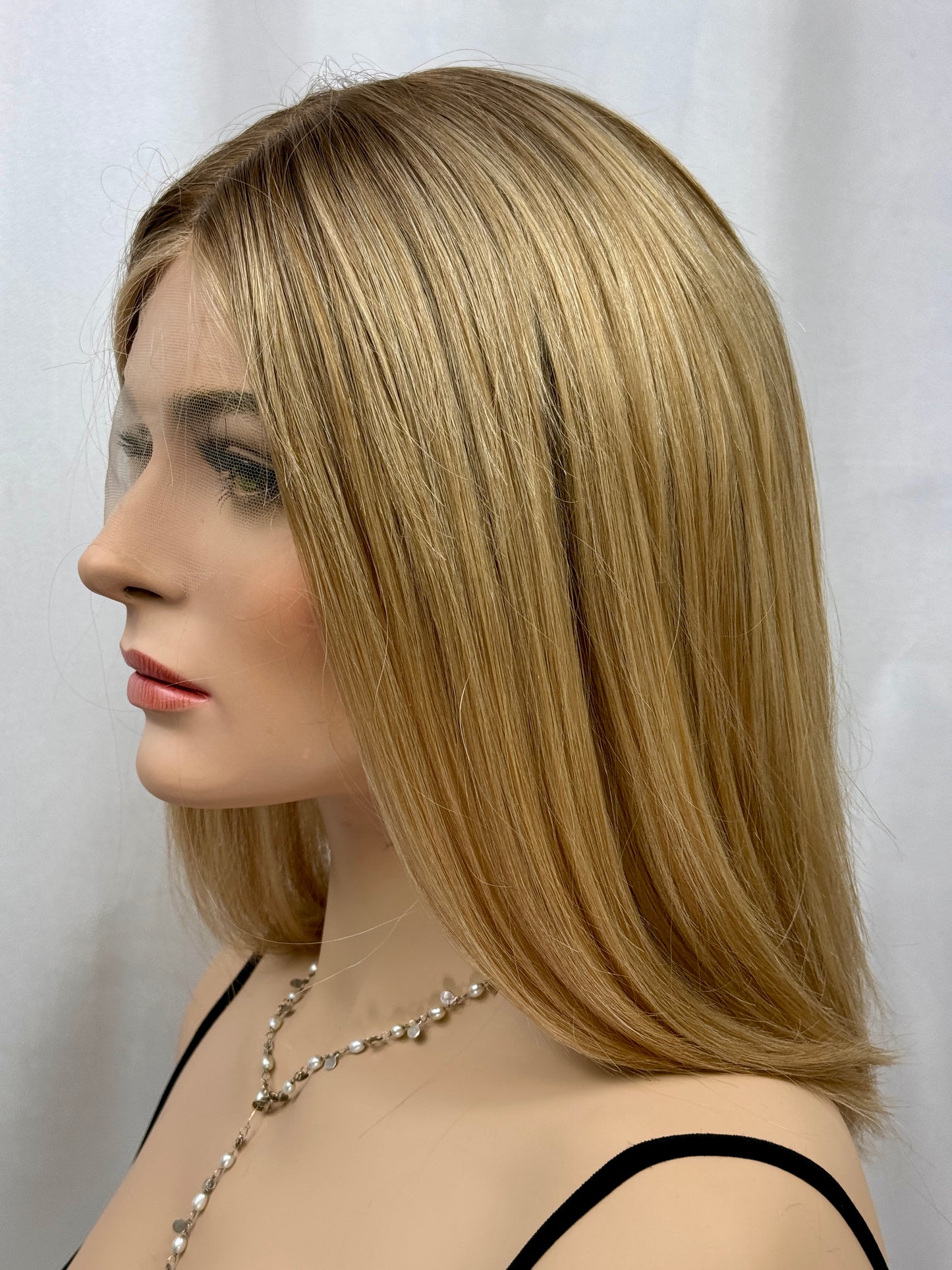 #398 Highest Quality Remy Human Hair Extra Thin medical cap silk top lace front (M)17”