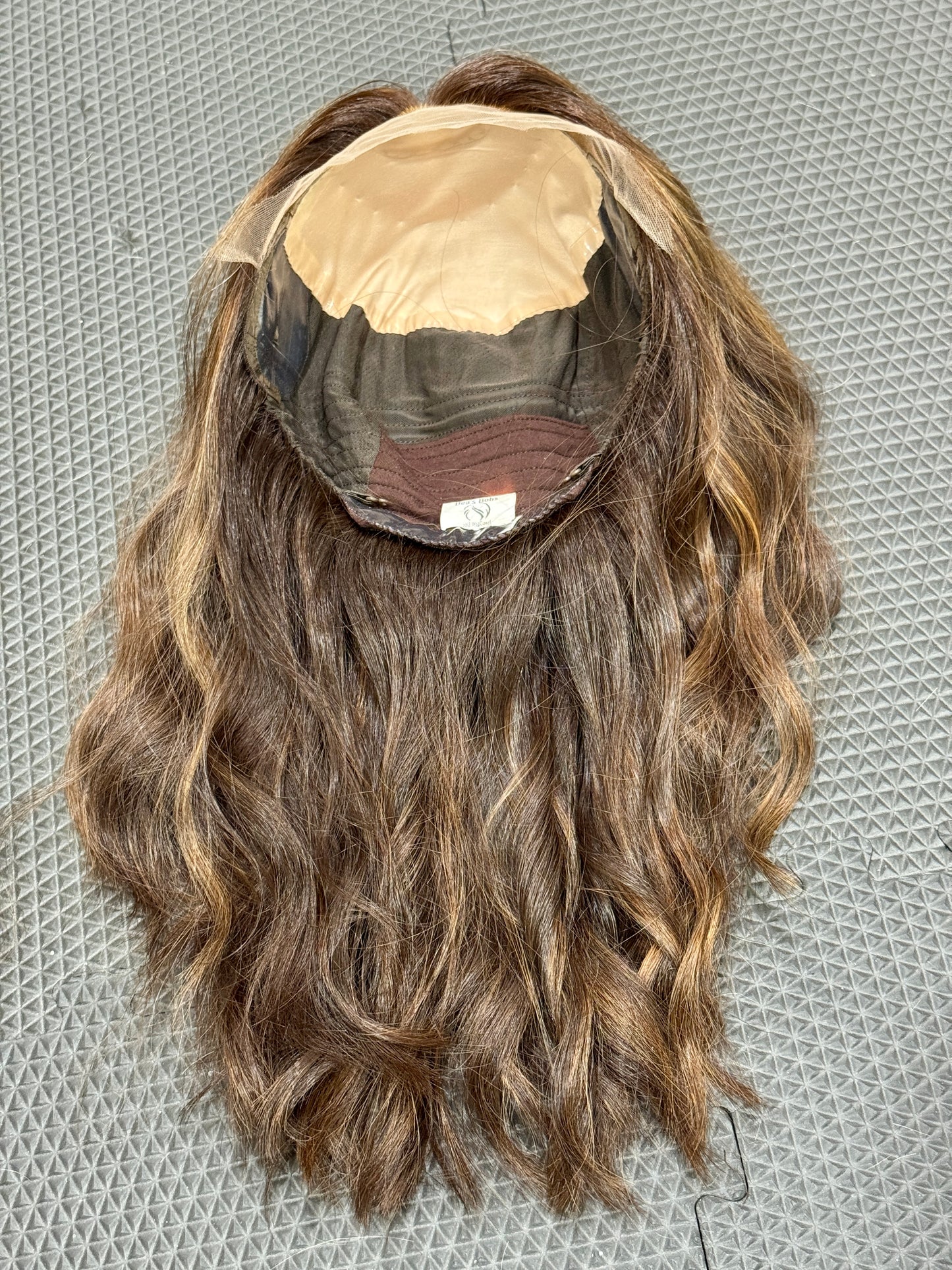 #503 Highest Quality Remy Human Hair medical cap wig with French drawn silk top and lace front and extra light cap and density (M)18/19”