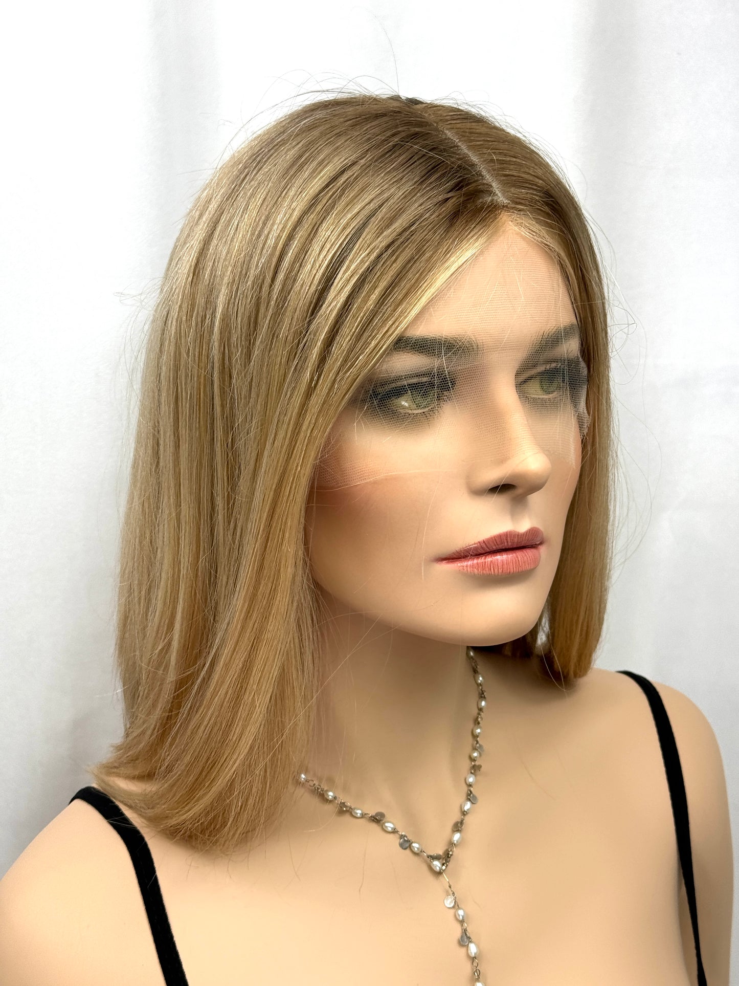 #398 Highest Quality Remy Human Hair Extra Thin medical cap silk top lace front (M)17”