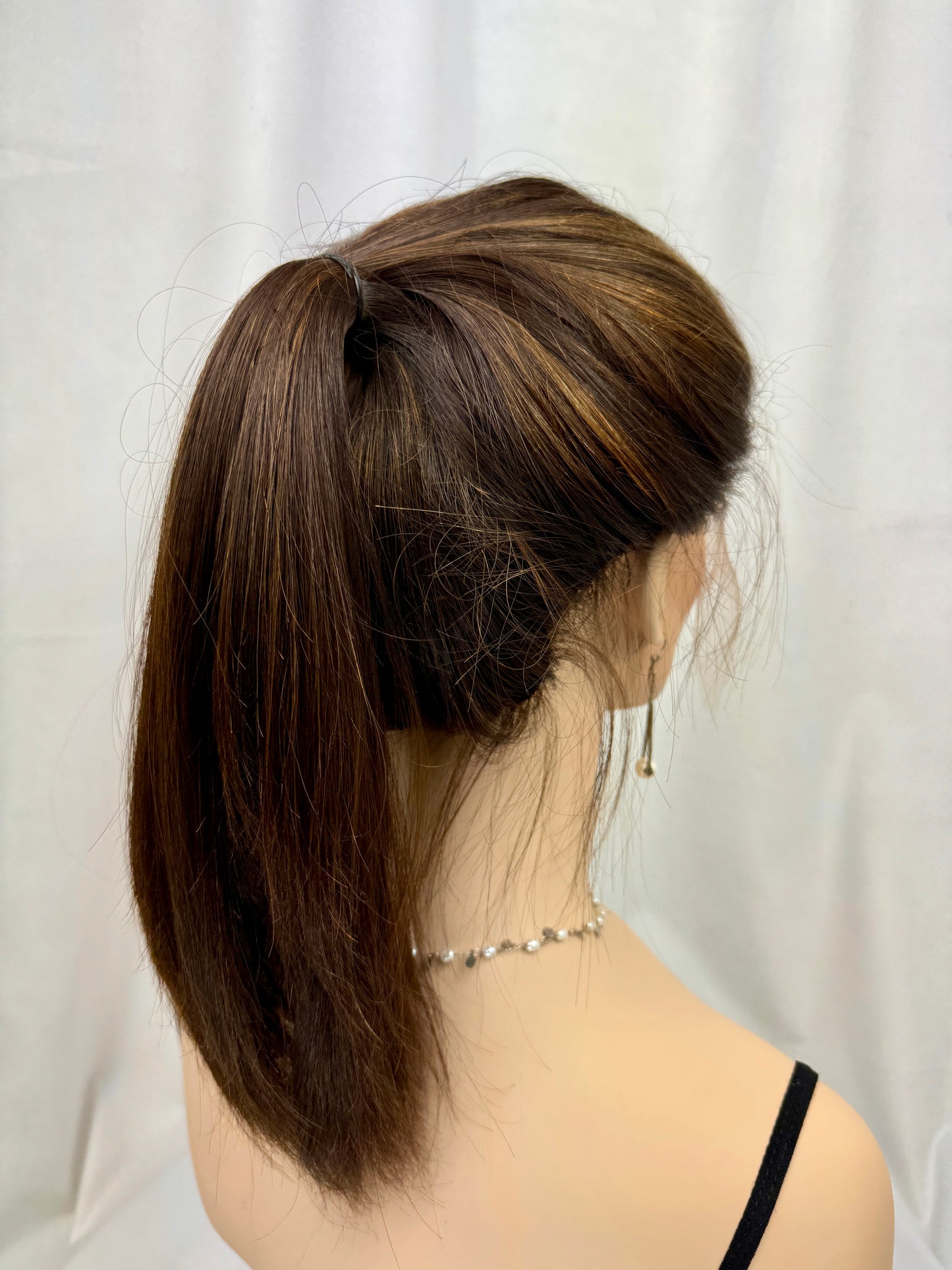 #412 Highest Quality Remy Human Hair Lace Top Ponytail Wig (M) 22”