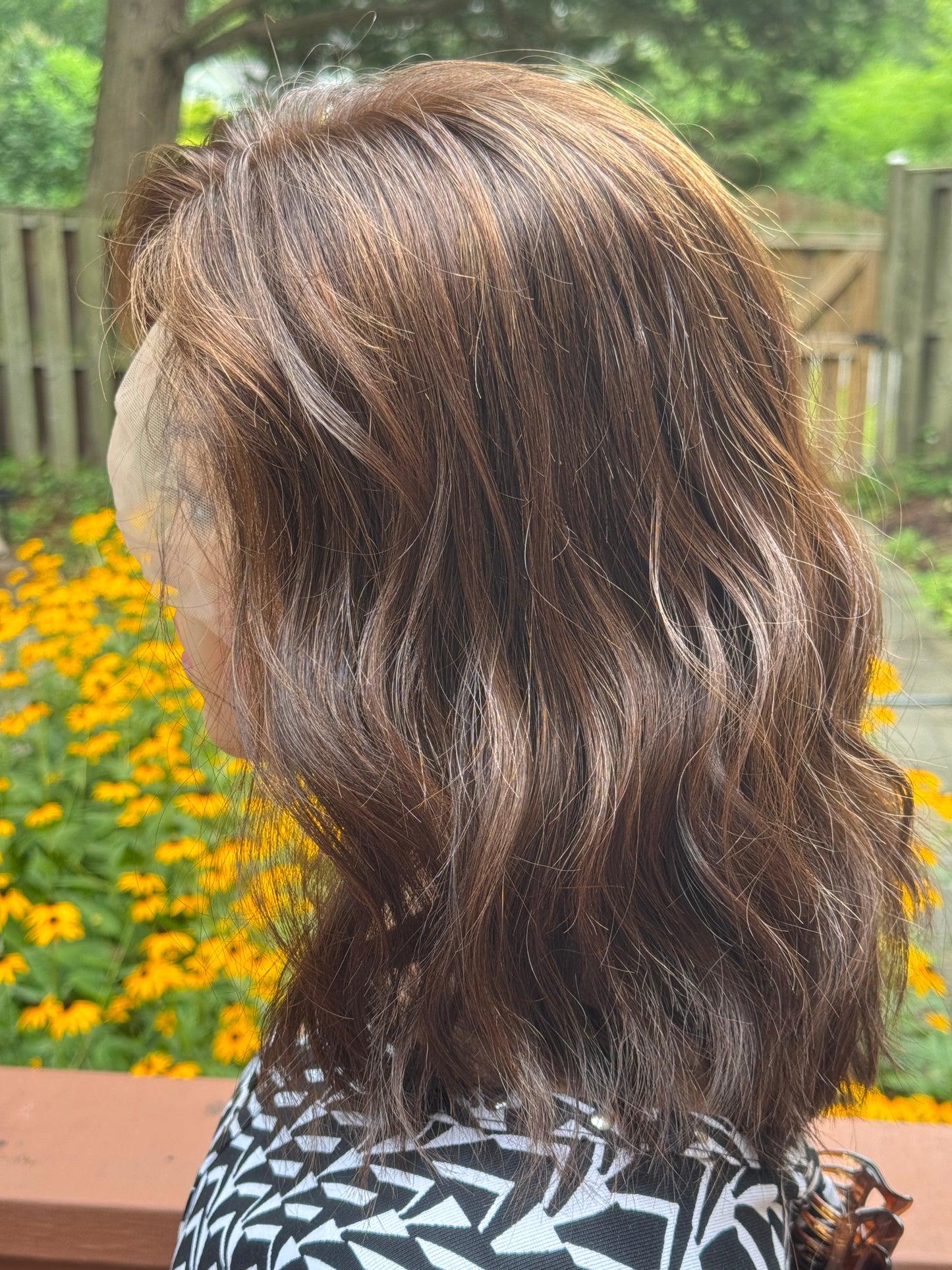 #482 Highest Quality Remy Human Hair French drawn silk top Medical Cap, mostly Hand Tied low Density Silk Top Lace Front Kosher Wig (M)14”