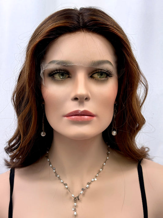 **FINAL SALE** #425**New Extra Light Thin Medical Cap**Highest Quality Remy Human Hair Silk top Lace Front Wig (M)15/16”