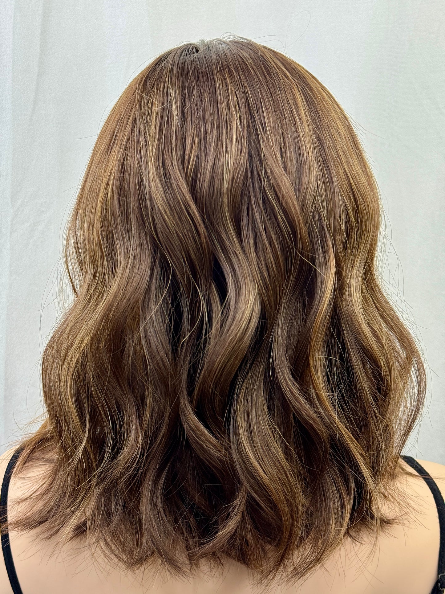 #523 Highest Quality Remy Human Hair Medical Cap with extra thin (french drawn)silk top and lace front, low density (S) 16“