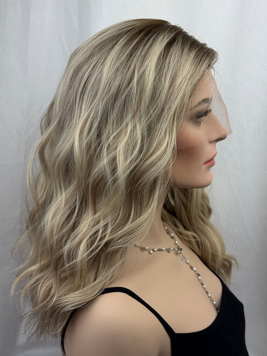 #493 Highest Quality Remy Human Hair Silk Top Lace Front Medical Cap Wig (S) 20”