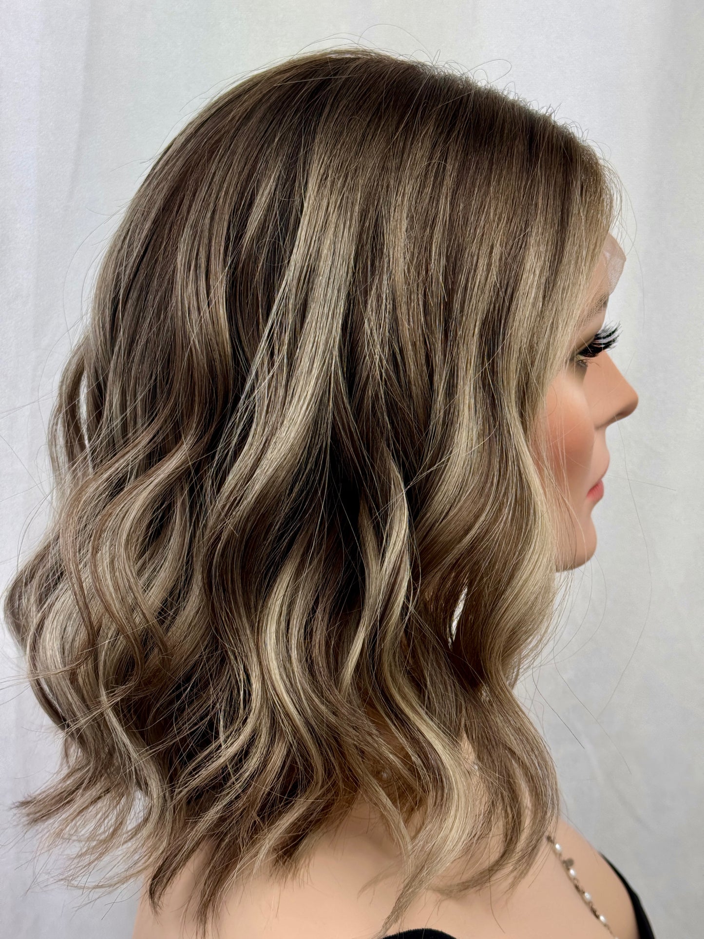 #535 Highest Quality Remy Human Hair Lace Top Medical Cap Wig (S) 15“