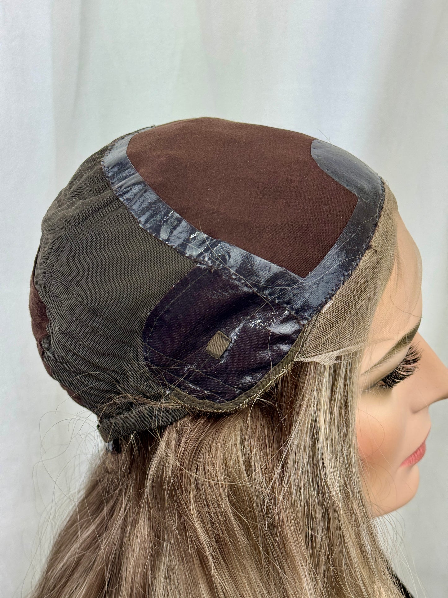 #547 Highest Quality Remy Human Hair traditional medical cap silk top with lace front (M)21/22“
