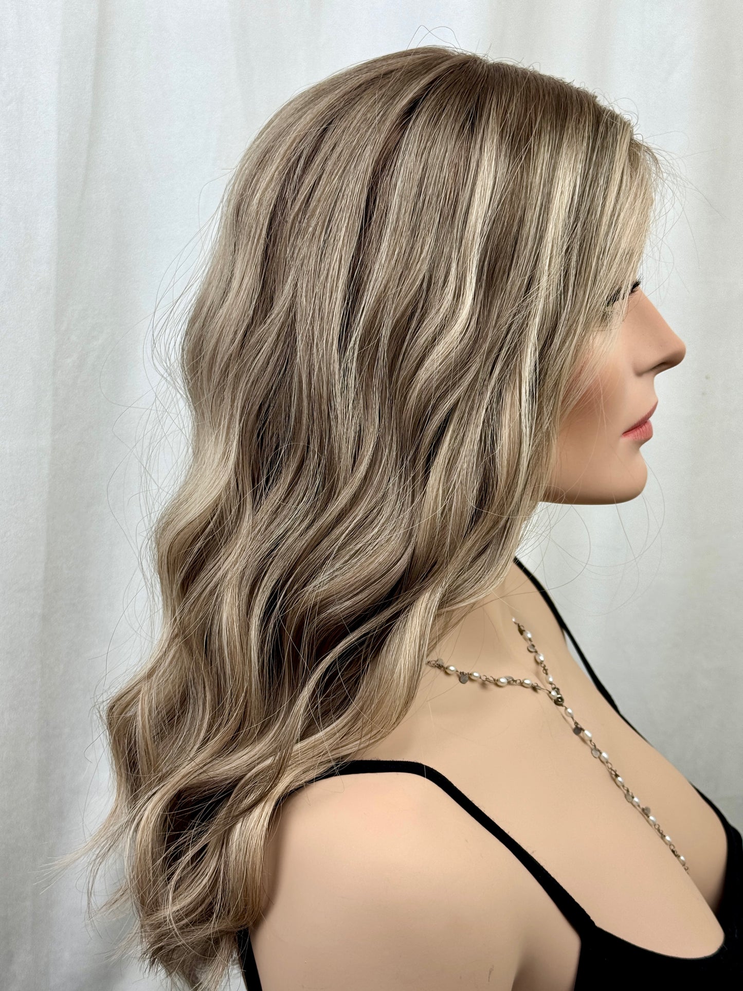 #547 Highest Quality Remy Human Hair traditional medical cap silk top with lace front (M)21/22“