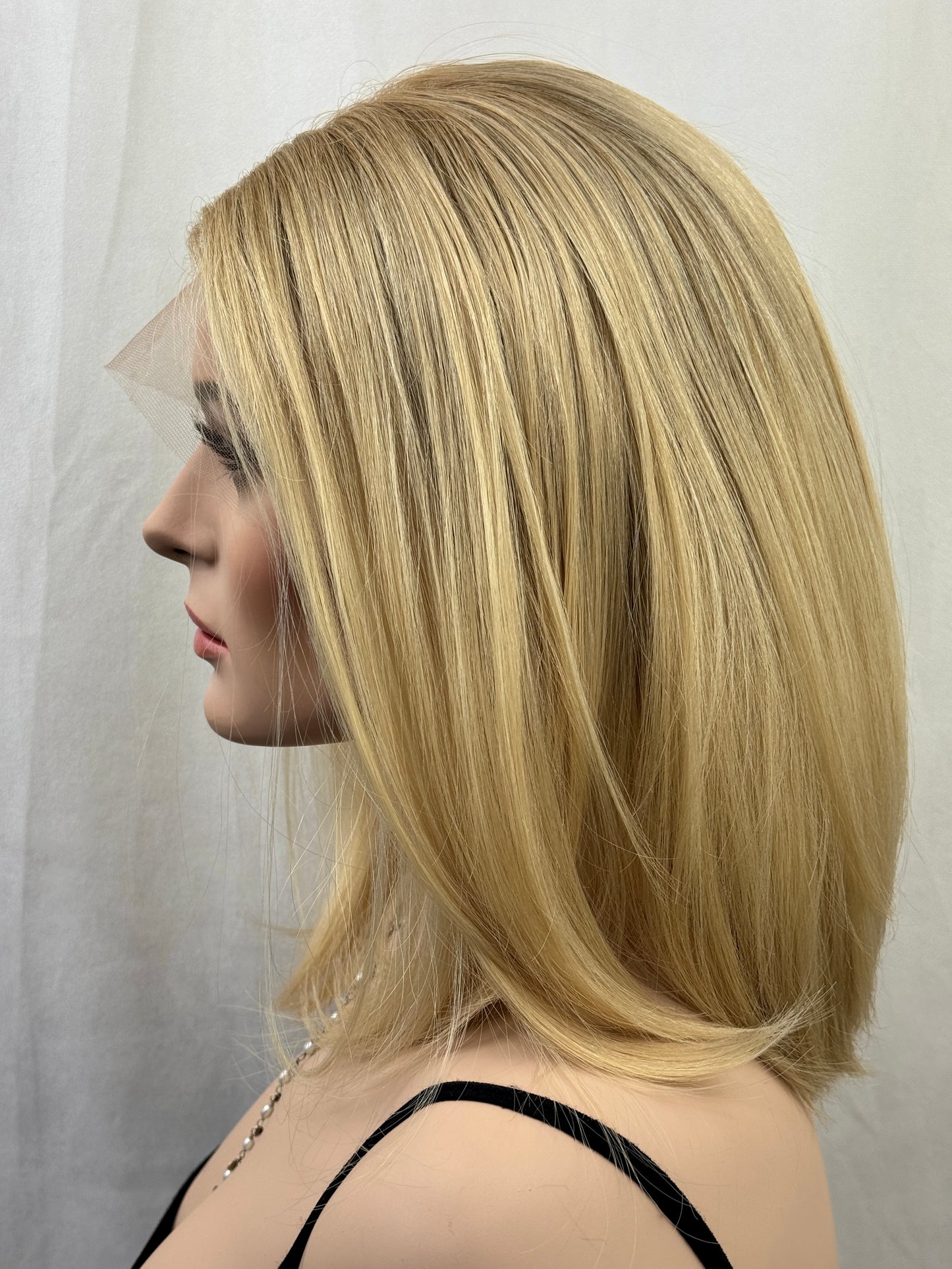 #526 highest quality Remy human hair lace top wig with silk/silicone liner (S)16“