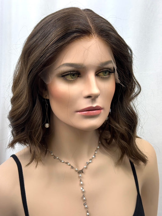 #449 Highest quality Remy human hair lace top wig (M)14”
