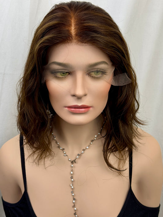 #549 Highest Quality Remy Human Hair Lace Top wig (M)15“ ( naturally wavy)