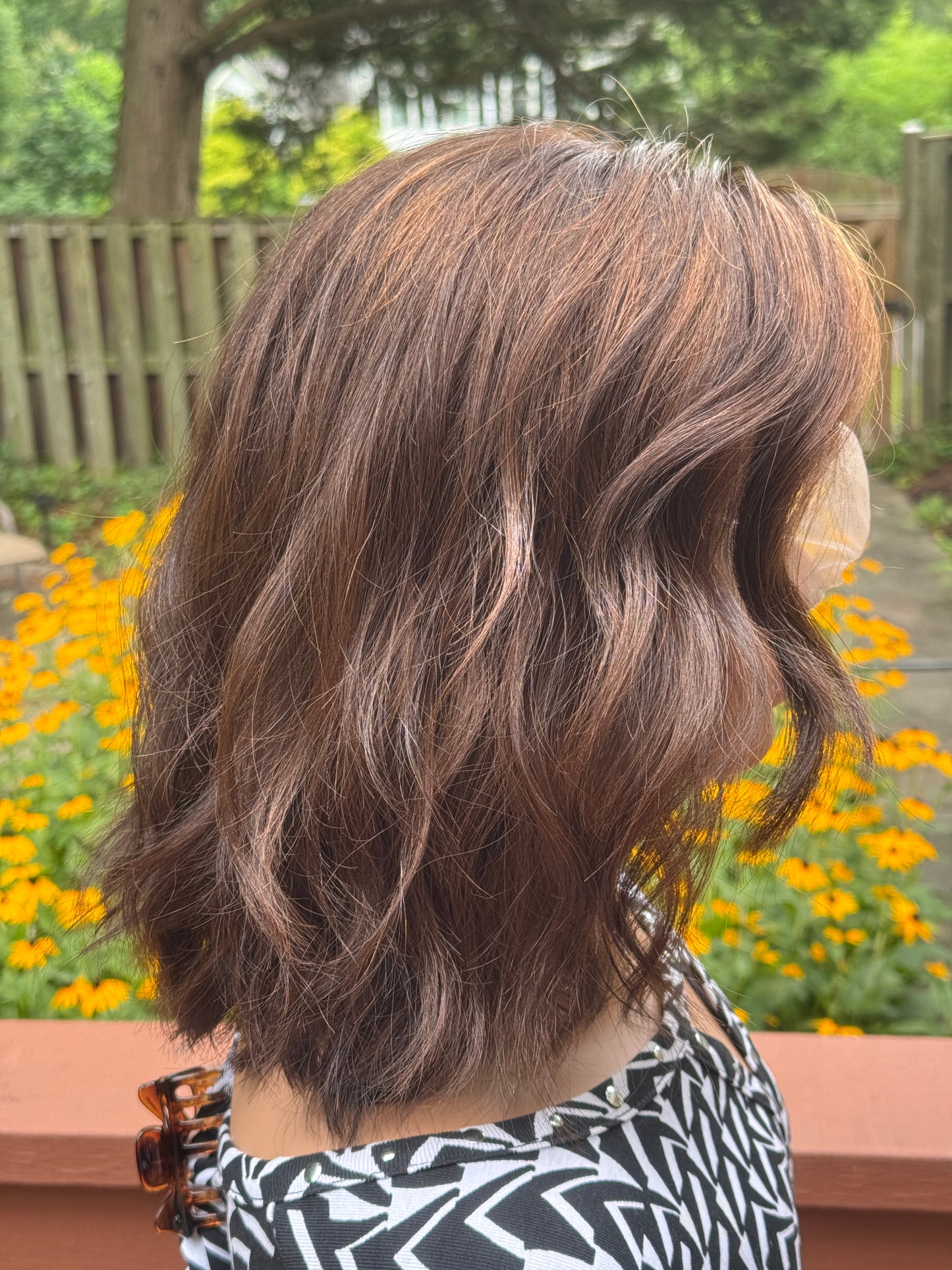 #482 Highest Quality Remy Human Hair French drawn silk top Medical Cap, mostly Hand Tied low Density Silk Top Lace Front Kosher Wig (M)14”