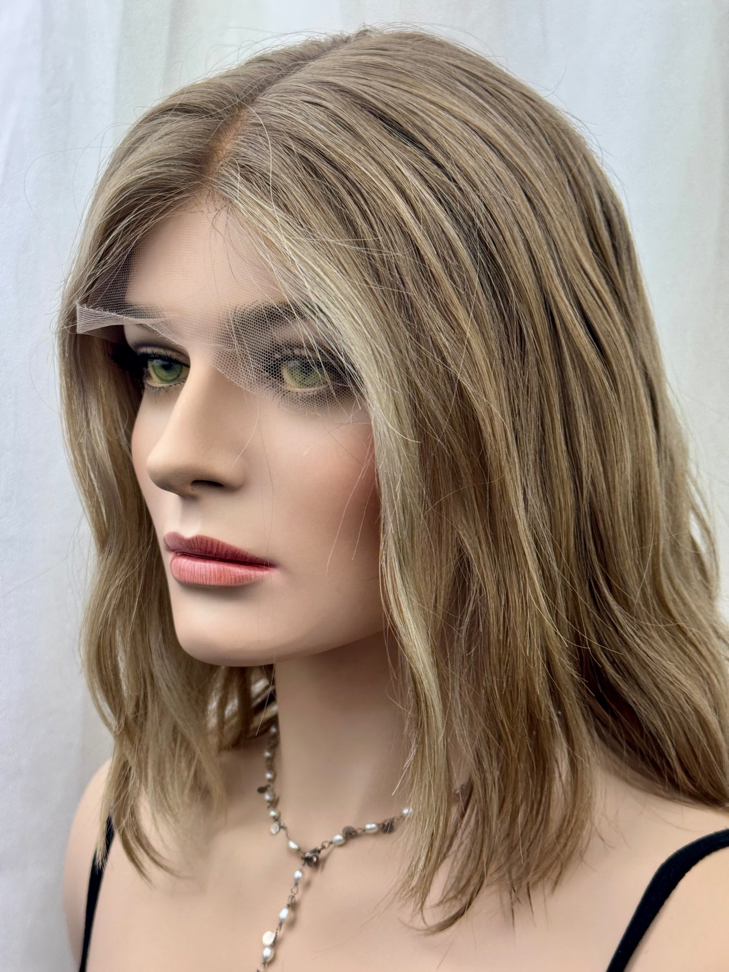 #484 Highest Quality Remy Human Hair Lace Top Kosher Wig (S) 15“