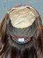 #513 Highest Quality Remy Human Hair medical cap wig with French drawn silk top and lace front and extra light cap and density (S)18”