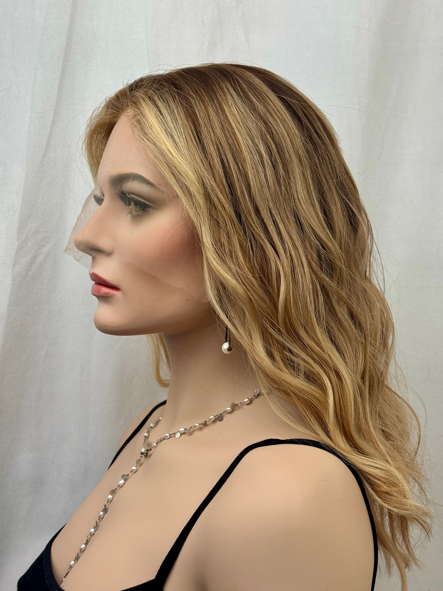 #461 Highest Quality Remy Human Hair Medical Cap French Drawn, extra thin Silk Top with Lace Front (M) 18/19”