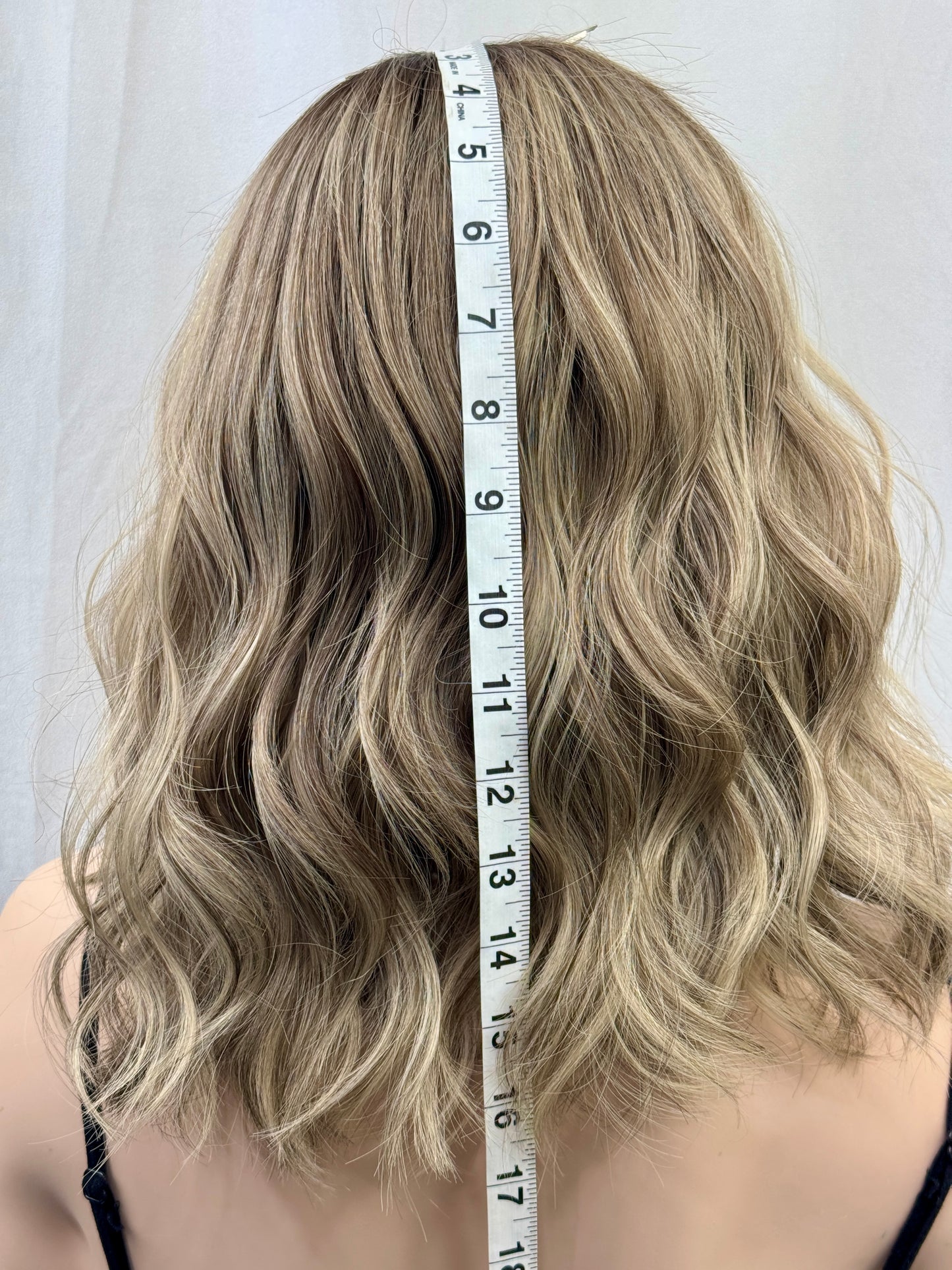 #525 Highest Quality Remy Human Hair medical cap wig with French drawn silk top and lace front and extra light cap and density (M)16”