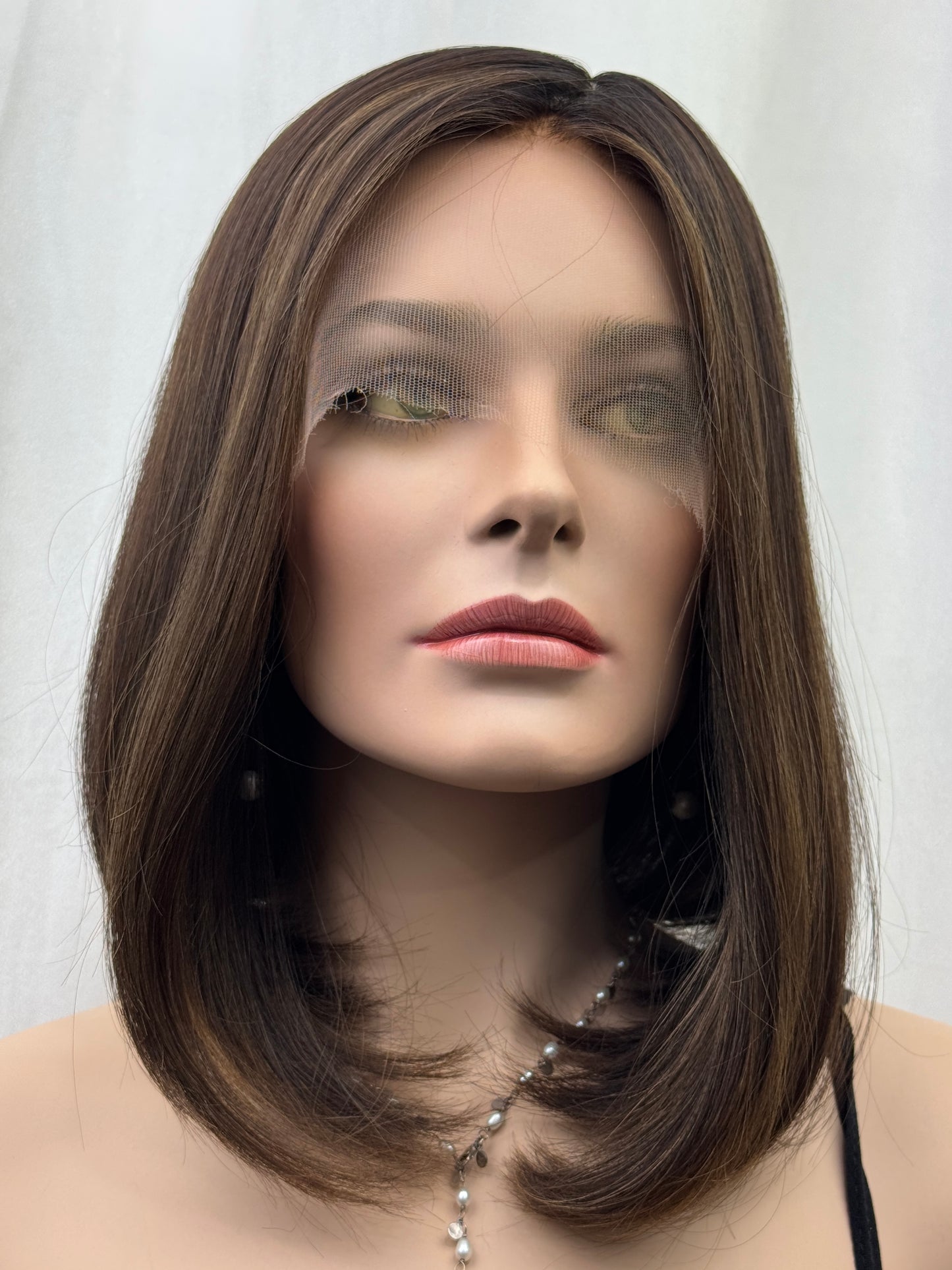#480 Highest Quality Remy Human Hair Silk Top with Lace Front kosher Wig (S) 14”