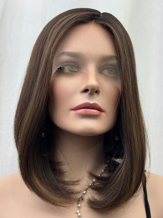 #480 Highest Quality Remy Human Hair Silk Top with Lace Front kosher Wig (S) 14”