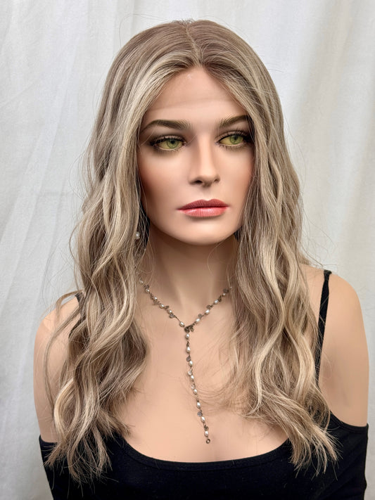 #547 Highest Quality Remy Human Hair traditional medical cap silk top with lace front (M)21/22“