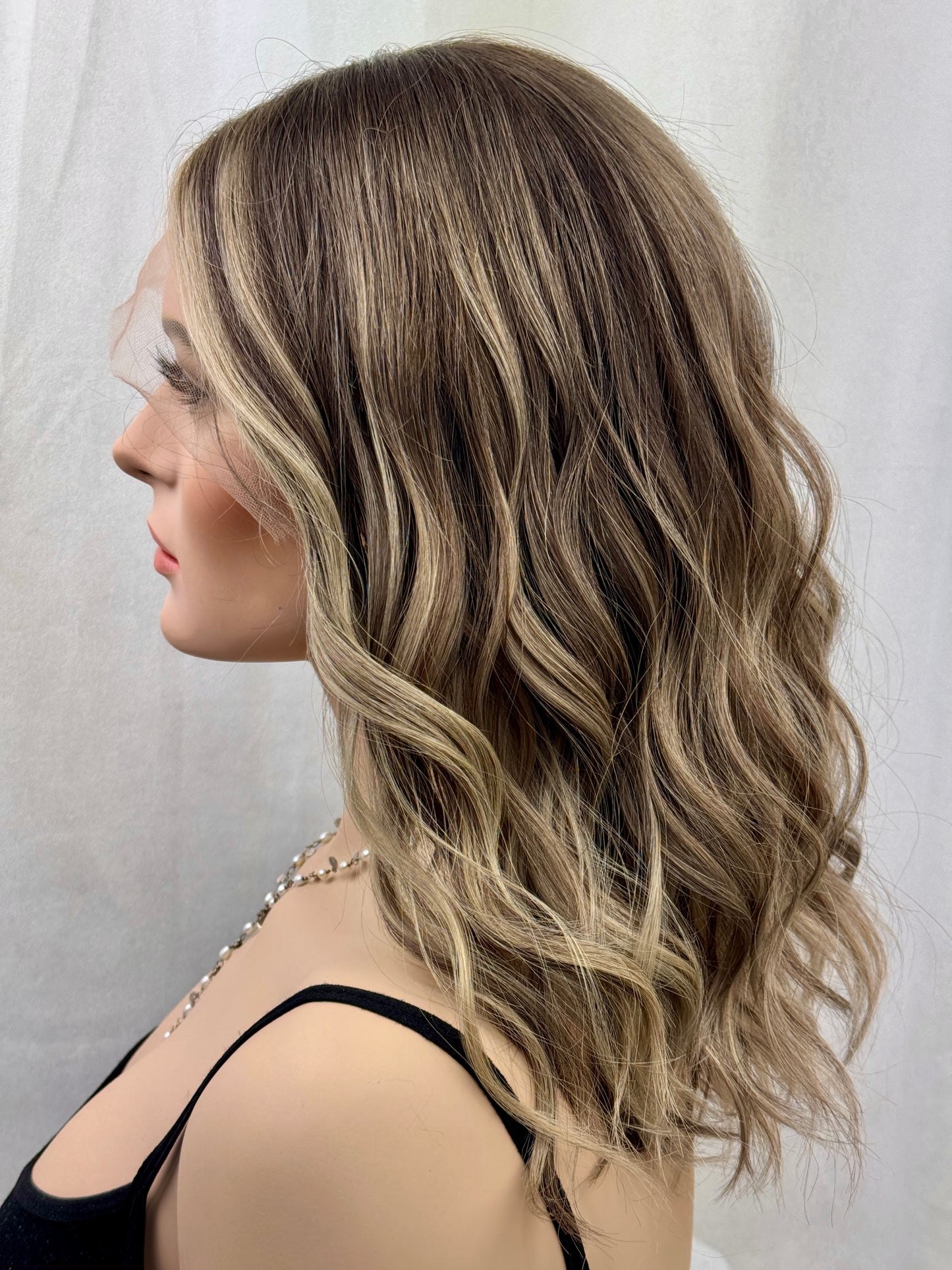 #533 Highest Quality Remy Human Hair Lace Top Wig with silk and silicone liner (S)17“