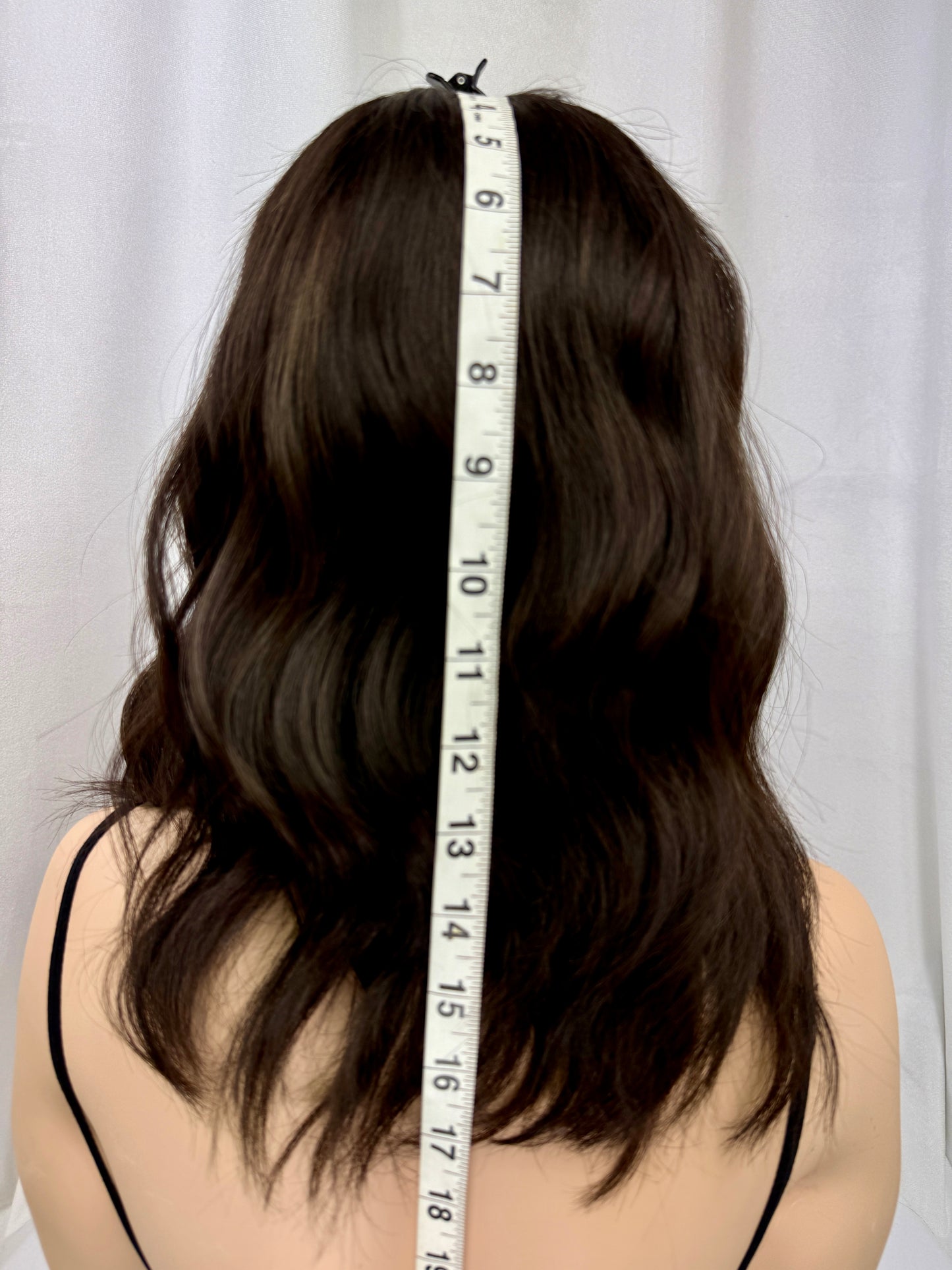 #399 Highest Quality Remy Human Hair Medical Cap Wig with French Drawn Silk Top and lace front (M)17/18”