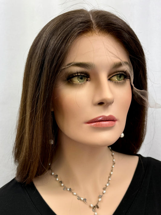 #386 **FINAL SALE**Highest Quality Remy Human Hair Lace Too Wig (M)16”