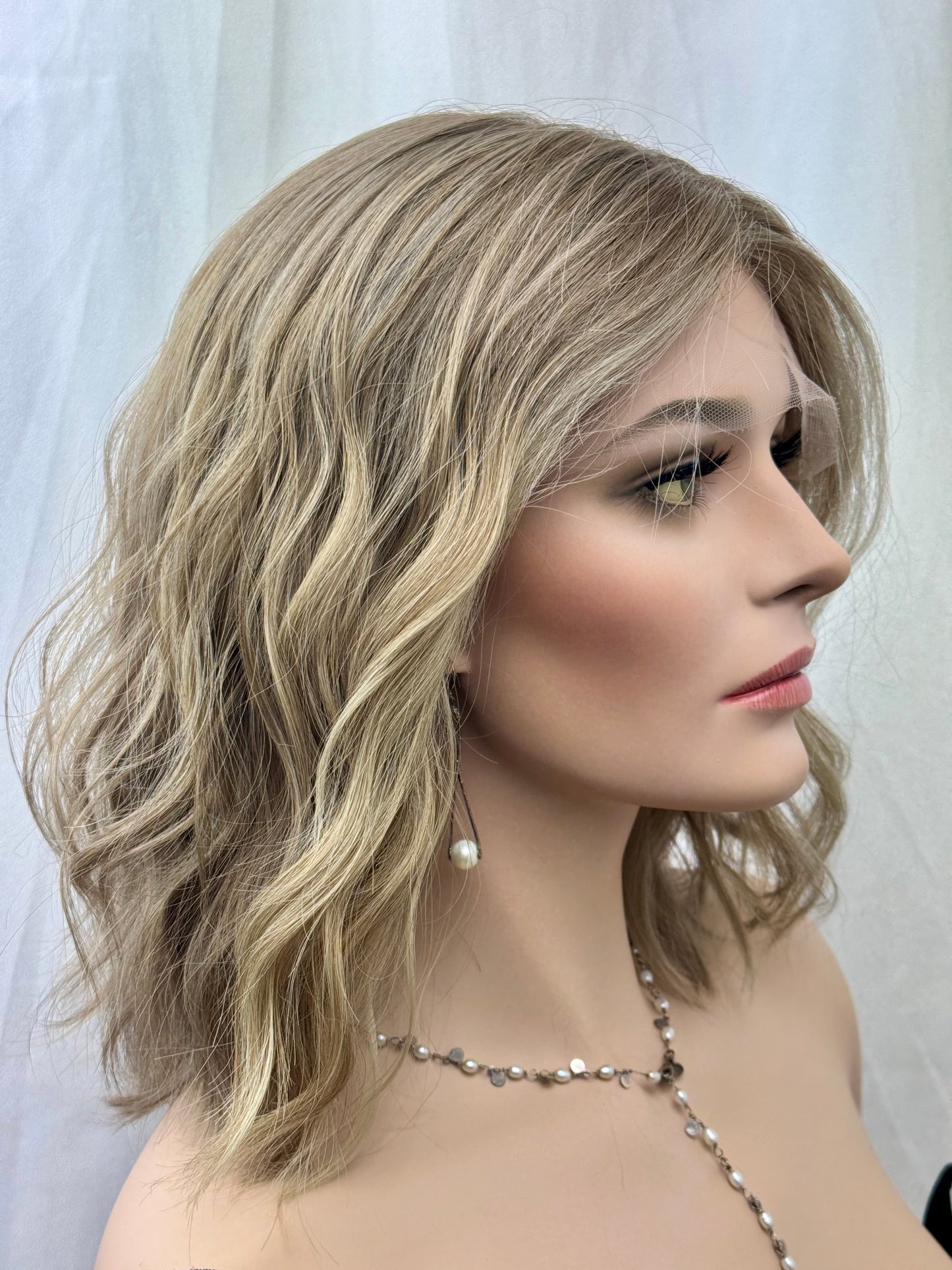 #484 Highest Quality Remy Human Hair Lace Top Kosher Wig (S) 15“