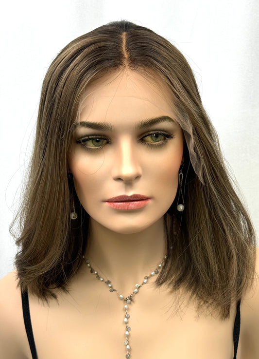 #434 Full Cranial Prosthesis Highest Quality Remy Human Hair Lace Top Wig (S/XS)16”