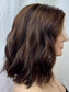 #482 Highest Quality Remy Human Hair French drawn silk top Medical Cap, mostly Hand Tied low Density Silk Top Lace Front Kosher Wig (M)14”