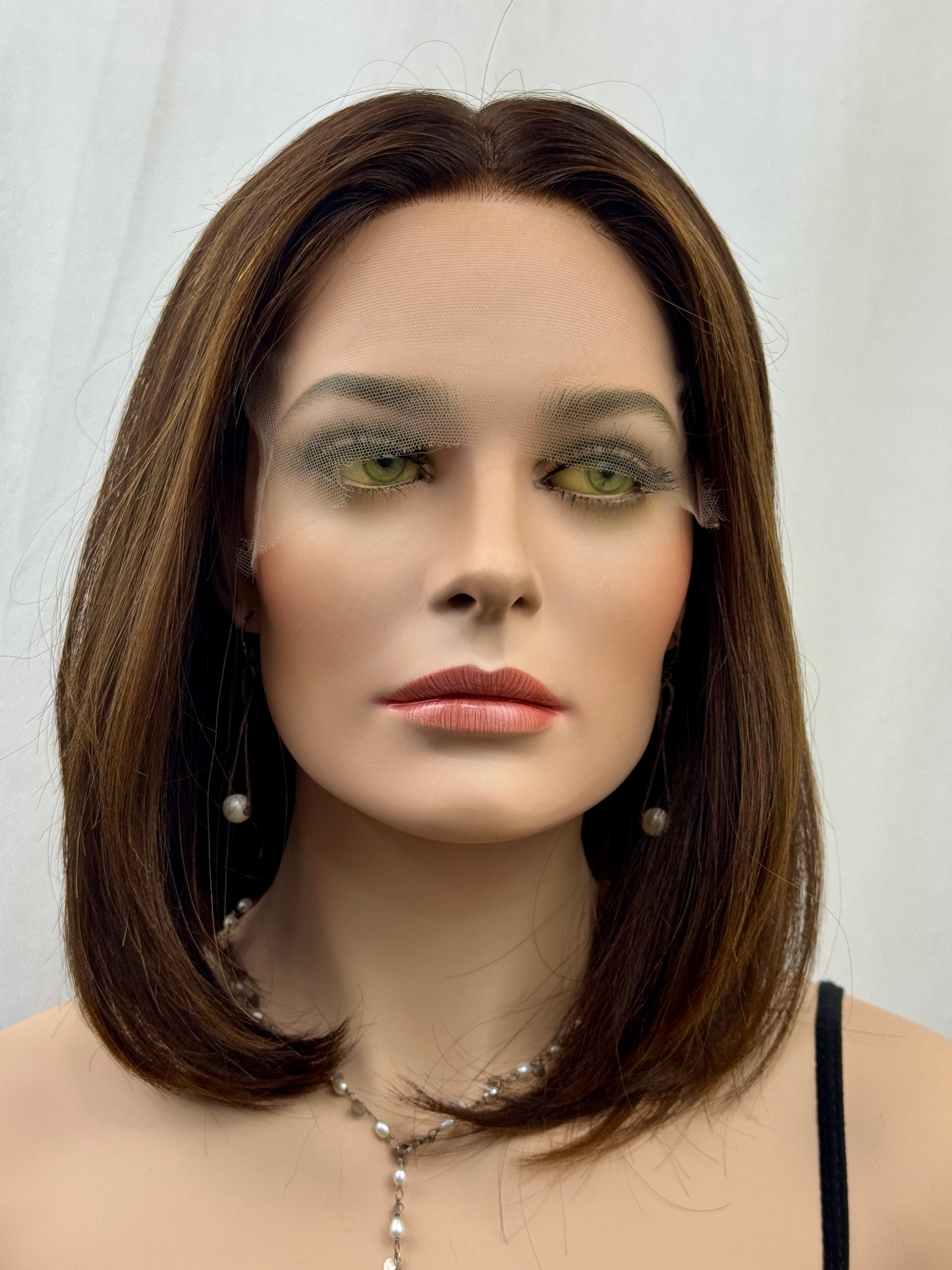 #520 Highest Quality Remy Human Hair Medical Cap with extra thin (french drawn)silk top and lace front (S) 15“