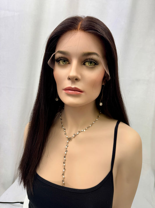 #443 **Final Sale**Highest Quality Remy Human Hair with European Texture Lace Top Kosher Wig (S)20”