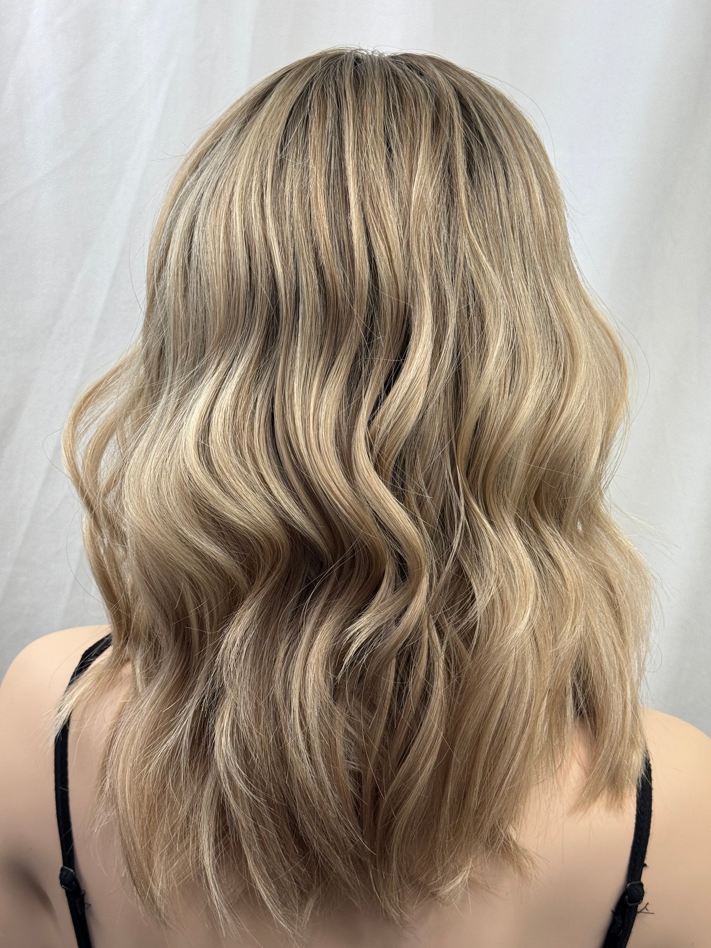 #552 Highest Quality Remy Human Hair French drawn medical cap with extra thin silk top and lace front and low density (M) 16/17”