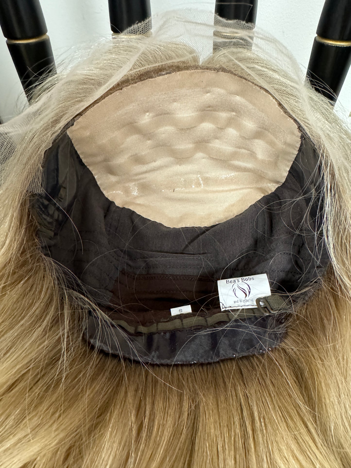 #429 Highest Quality Remy Human Hair EXTRA LIGHT AND LOW DENSITY Medical Cap French drawn silk top with lace front (S) 16”