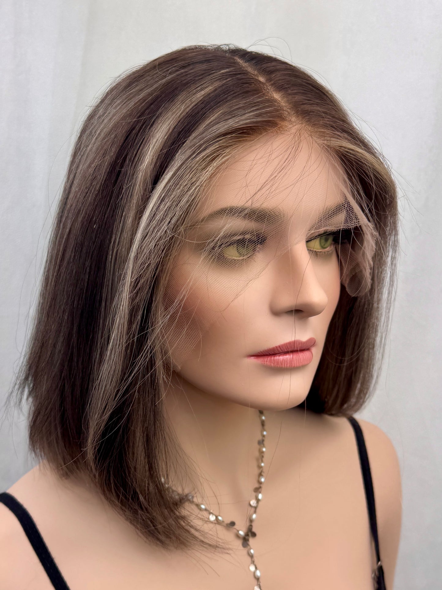 #538 Highest Quality Remy Human Hair Lace Top Medical Wig (M)16”