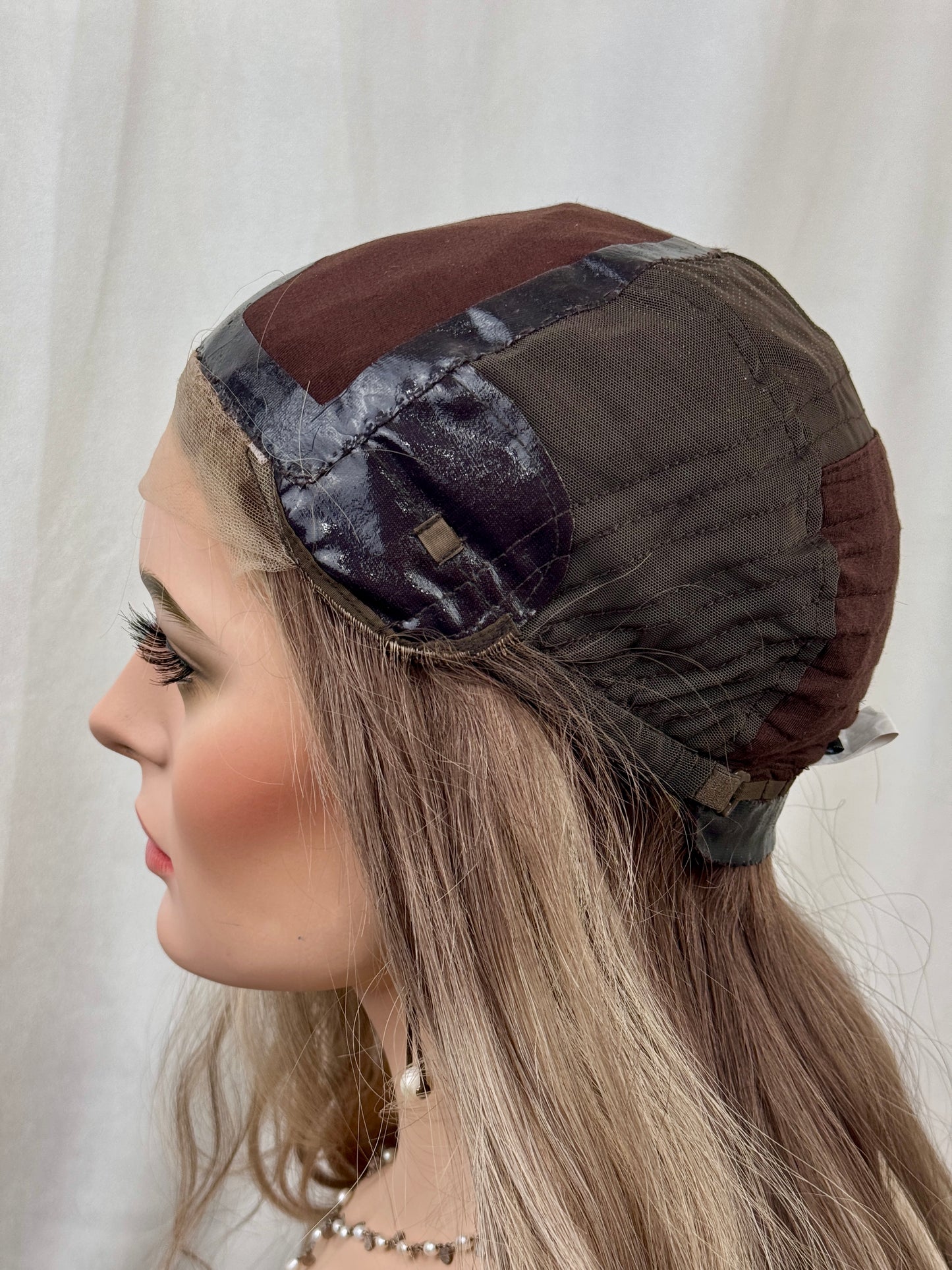 #547 Highest Quality Remy Human Hair traditional medical cap silk top with lace front (M)21/22“
