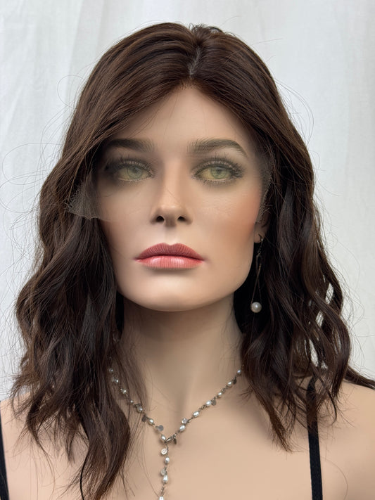 #459 Highest Quality Remy Human Hair Silk Top with Lace Front kosher Wig (S/M)16”