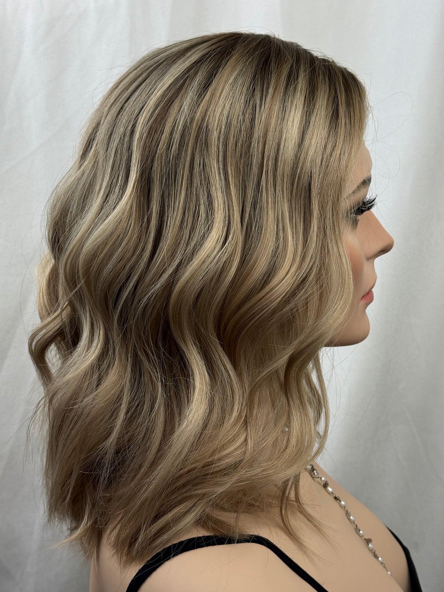 #552 Highest Quality Remy Human Hair French drawn medical cap with extra thin silk top and lace front and low density (M) 16/17”