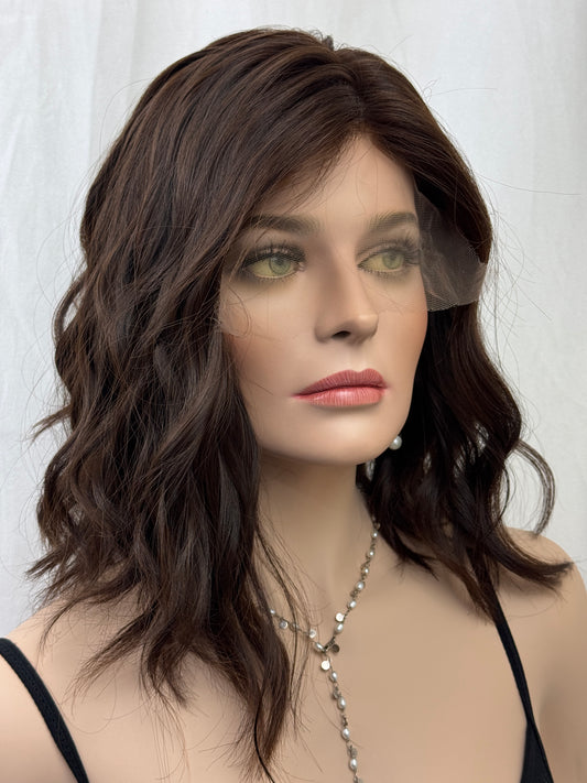 #459 Highest Quality Remy Human Hair Silk Top with Lace Front kosher Wig (S/M)16”