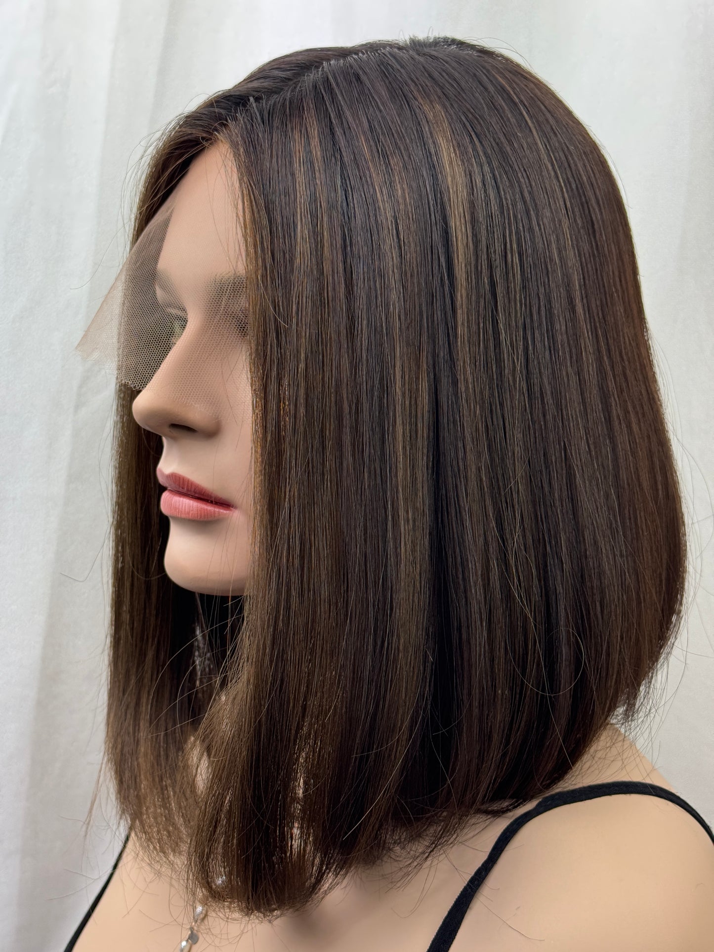 #480 Highest Quality Remy Human Hair Silk Top with Lace Front kosher Wig (S) 14”
