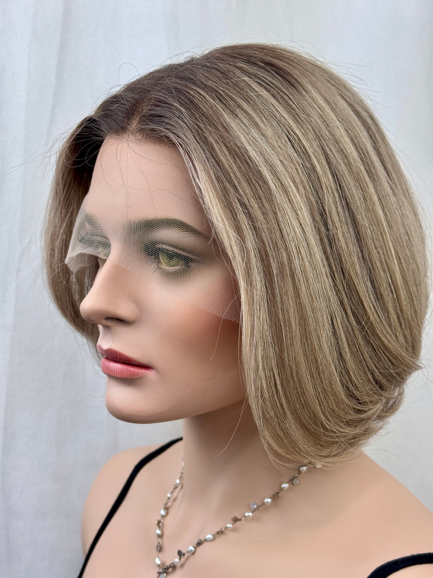 #522 Highest Quality Remy Human Hair lace top medical wig (S/XS)12“