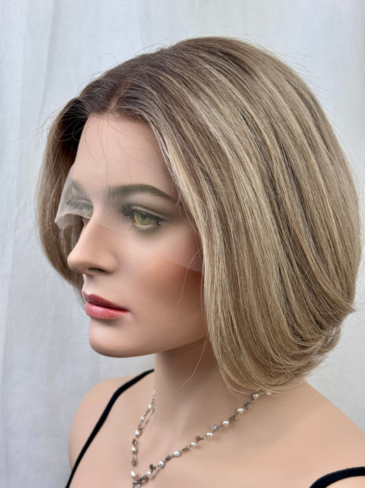 #522 Highest Quality Remy Human Hair lace top medical wig (S/XS)12“
