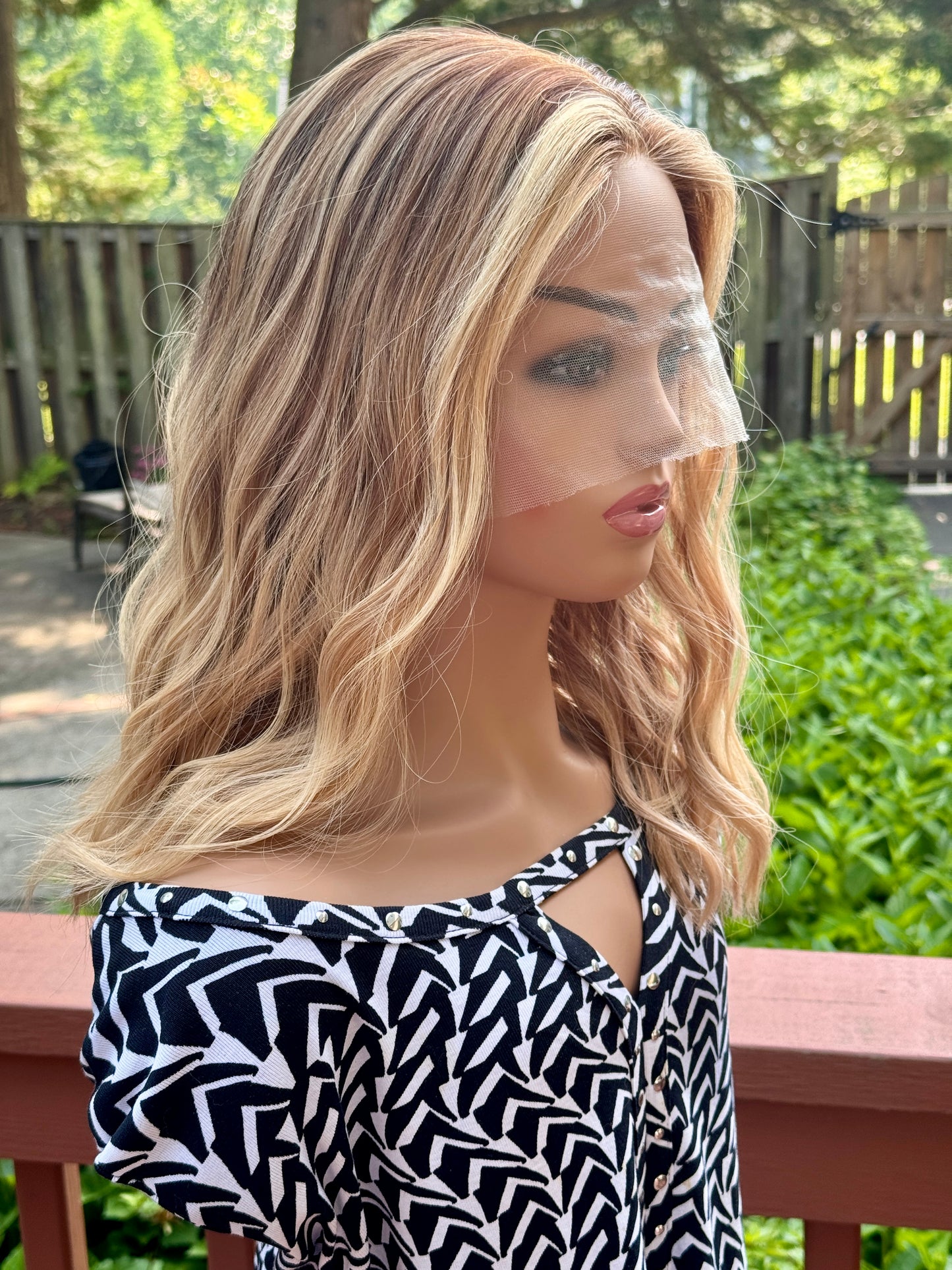 #461 Highest Quality Remy Human Hair Medical Cap French Drawn, extra thin Silk Top with Lace Front (M) 18/19”
