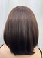 #497Highest Quality Remy Human Hair Medical Cap Silk Top Lace Front Wig with extra light density and very thin, light silk top with lace front(S) 14”