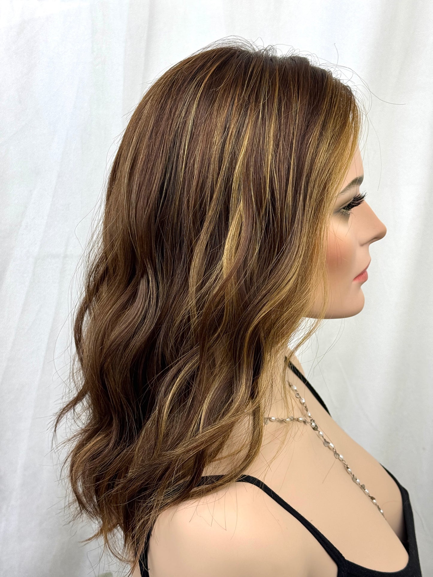 #548 Highest Quality Remy Human Hair  French Drawn extra thin Silk Top with Lace Front Medical Cap (M)19“