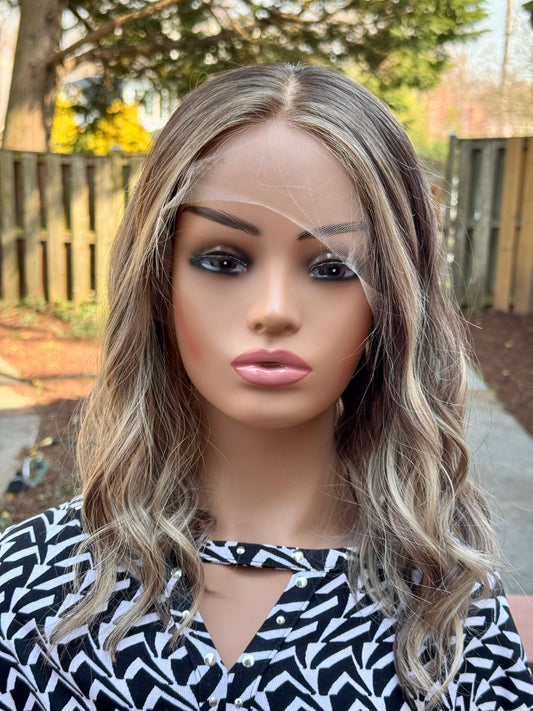 #533 Highest Quality Remy Human Hair Lace Top Wig with silk and silicone liner (S)17“