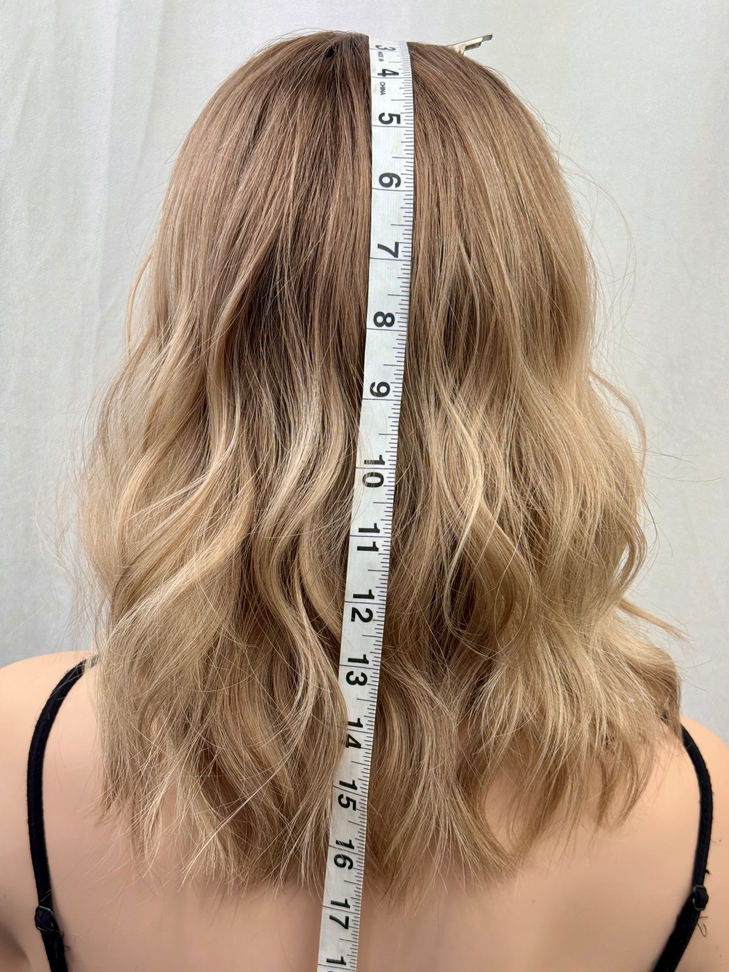 #531 Highest Quality Remy Human Hair medical cap wig with French drawn silk top and lace front and extra light cap and density (S)16”
