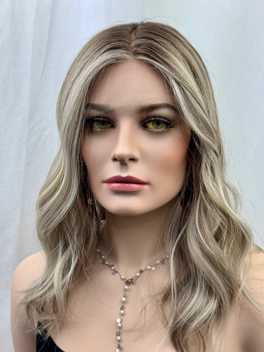 #502 Higjest Quality Remy Human Hair medical cap wig with French drawn silk top and lace front and extra light cap and density (S)18/19”