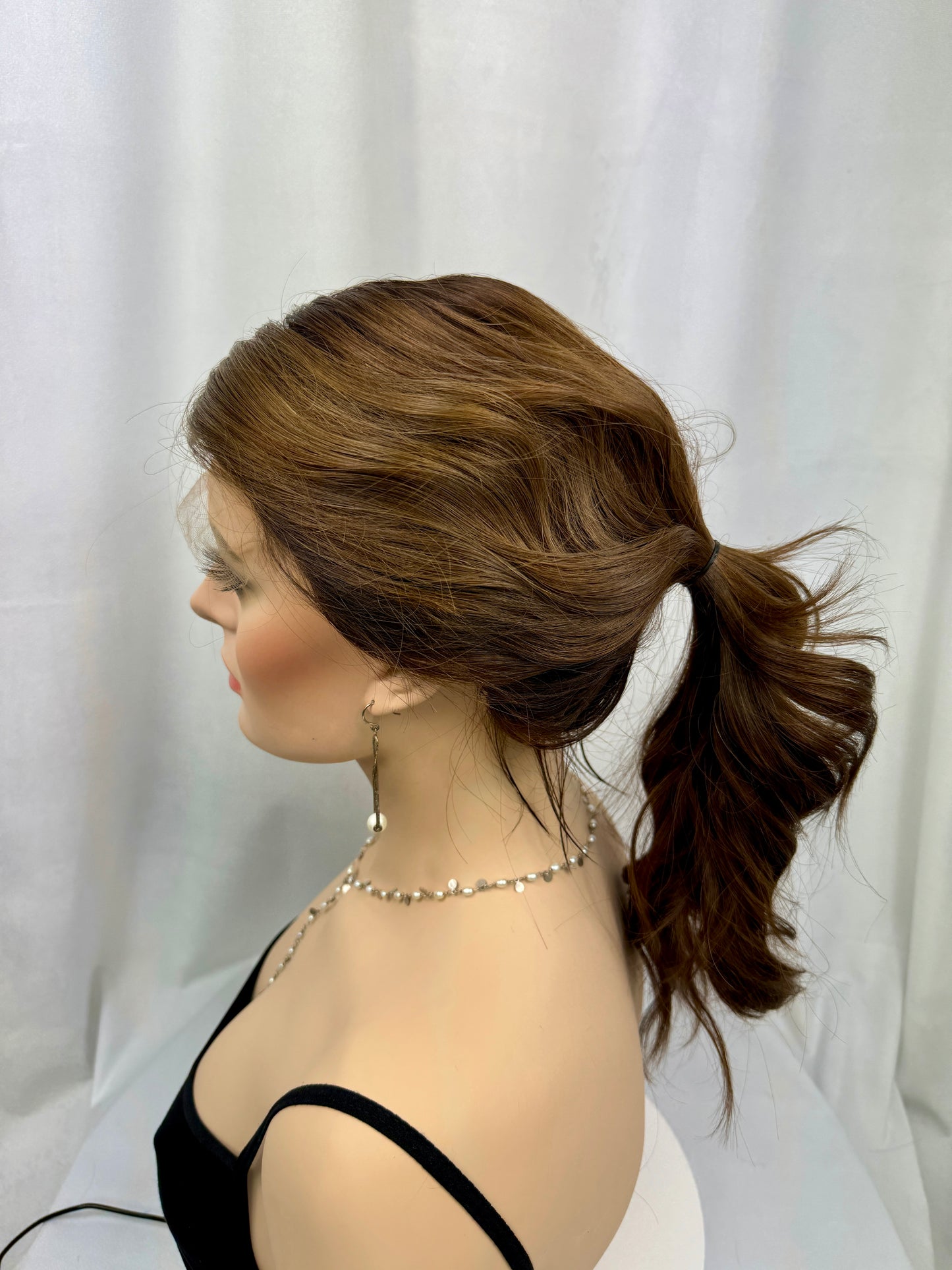 #419 Highest Quality Remy Human Hair Lace Top Ponytail Wig (S)23”