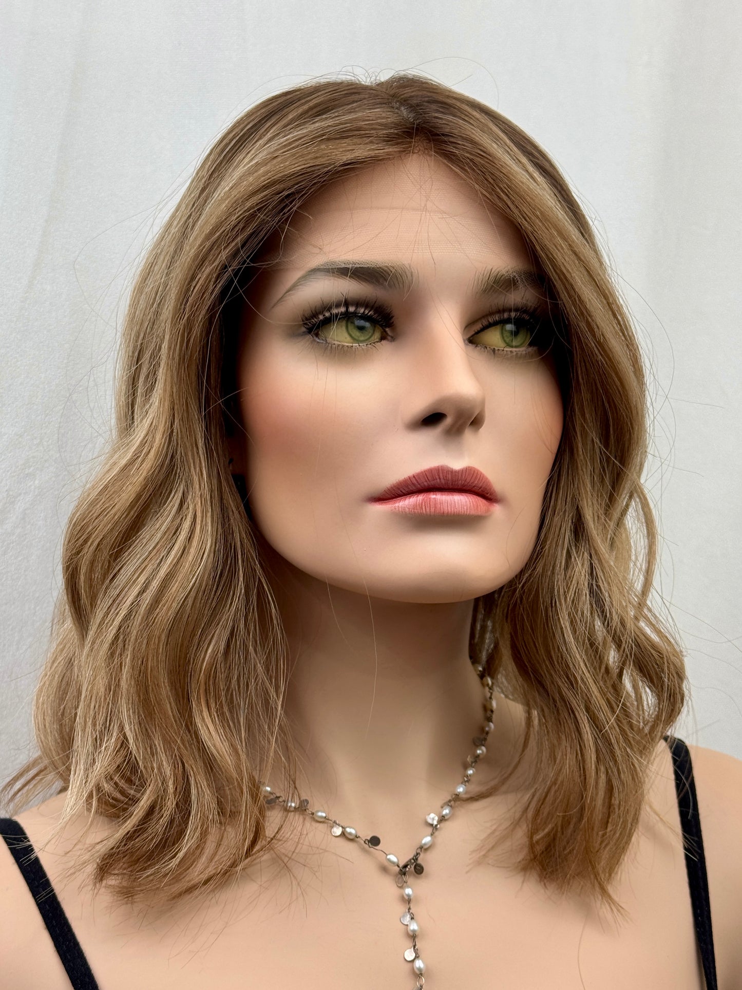 #537 Highest quality Remy Human Hair Medical Cap Silk Top with Lace Front (S)16/17“