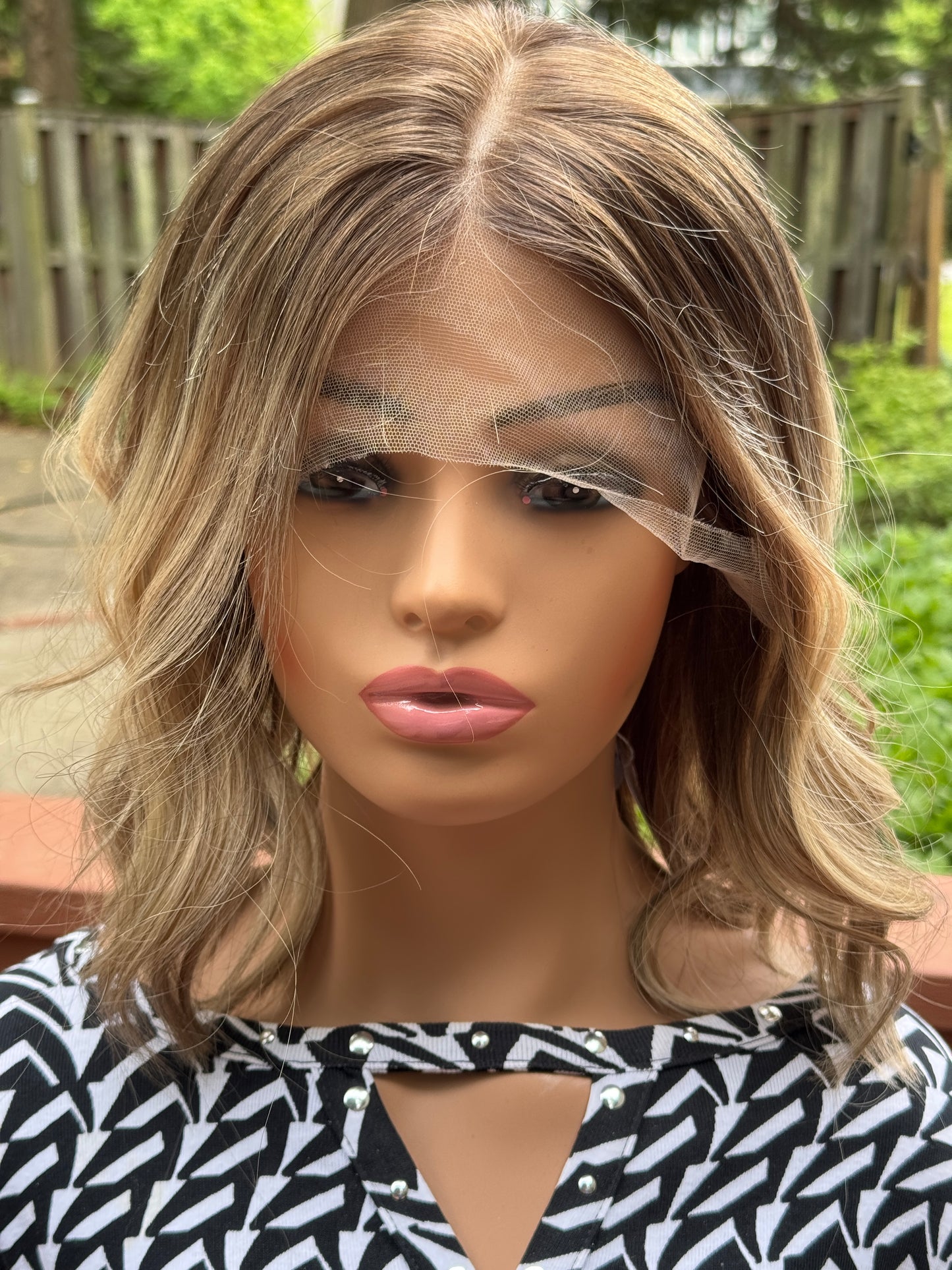 #539 Highest Quality Remy Human Hair Lace Top Wig with medical cap features (M) 16/17“